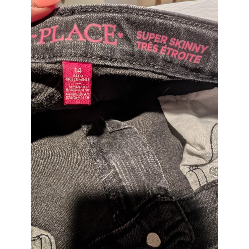 The Childrens Place Girls Super Skinny Jeans Black Denim Slim Fit Size 14 Slim - Picture 3 of 5